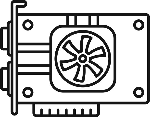 视频卡板图标轮廓计算机图形处理器图片下载