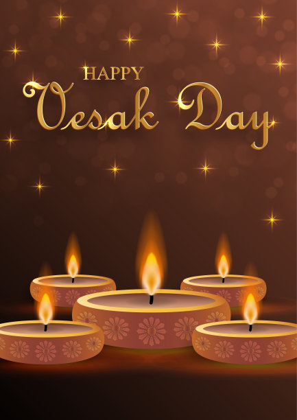 卫塞节快乐卡片，带有佛祖符号和东方亚洲元素图片下载