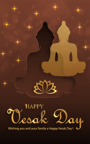 卫塞节快乐卡片，带有佛祖符号和东方亚洲元素图片下载
