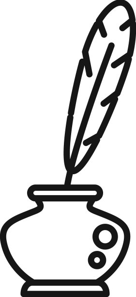 墨水羽毛壶图标轮廓钢笔纸图片下载