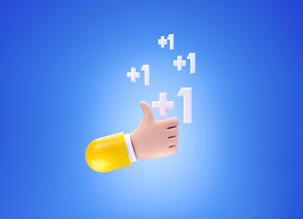 加上一个形状散落在一个卡通风格的蓝色背景上的人手:社交媒体的概念图片下载