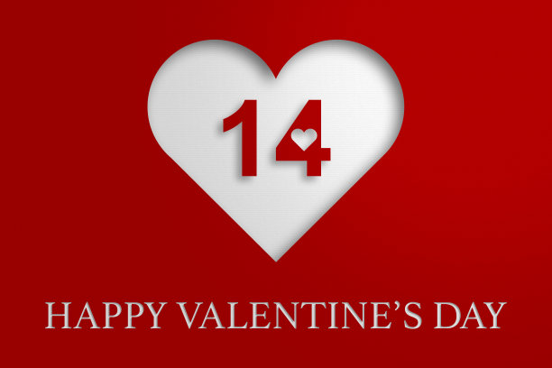 经典的情人节卡片与可爱的剪纸心。图片下载