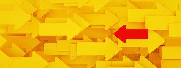 黄色箭头背景与一个红色箭头图片下载