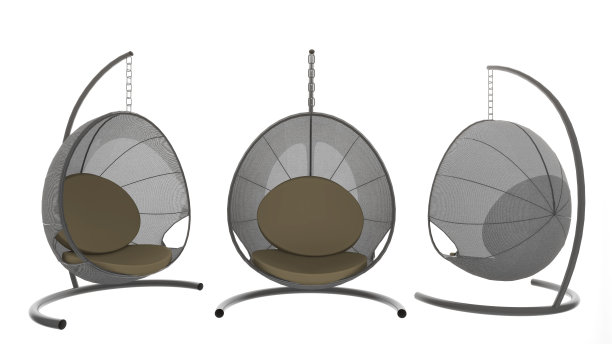 悬挂铁架藤吊床，三维渲染图片下载
