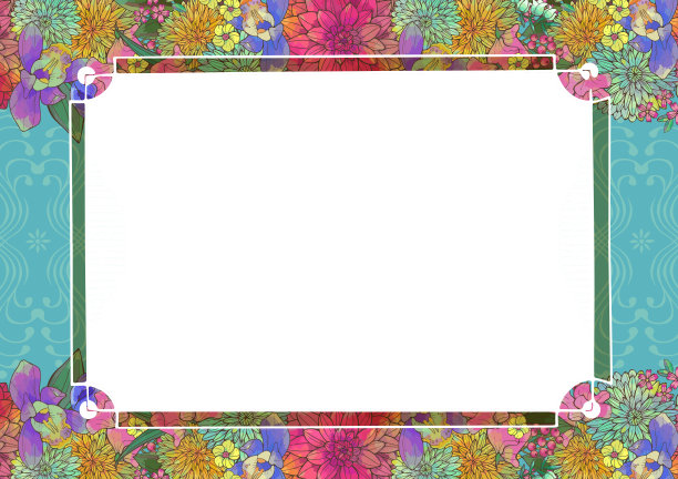 复古的日本风格花卉图案华丽美丽的日本图案背景材料手写插图新年贺卡材料图片下载