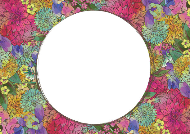 复古的日本风格花卉图案华丽美丽的日本图案背景材料手写插图新年贺卡材料图片下载