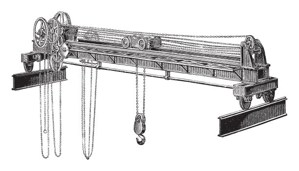 老起重机-复古插图图片下载