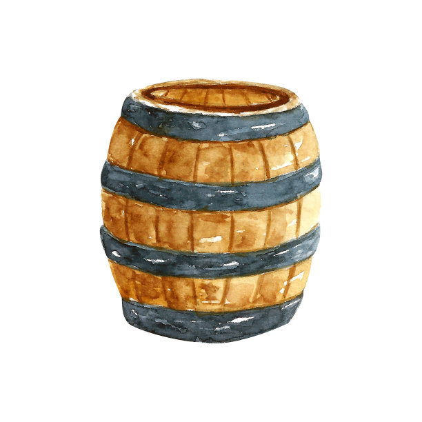 桶。儿童聚会装饰设计。水彩画在白色背景上。图片下载