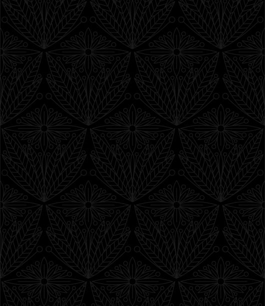 黑色背景与向量复古花卉图案图片下载