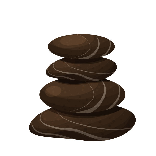 水疗石堆，平衡塔，冥想石与卡通风格的花孤立在白色的背景上。健康按摩,放松。矢量图图片下载