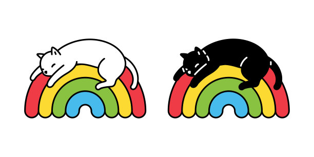 猫矢量小猫印花布图标彩虹睡觉宠物品种性格卡通neko涂鸦插图符号设计图片下载