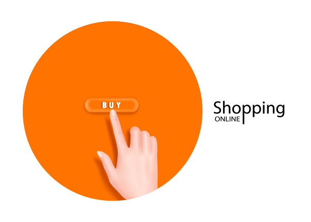 手按购买按钮在线订购，所有的都在一个橙色的圆圈内图片下载