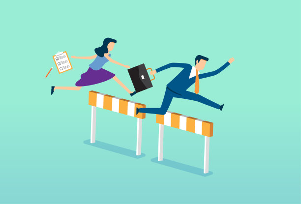 商界人士跨栏赛跑，商界竞争与挑战，赛跑者奋起，人民欢呼，经济支持图片下载
