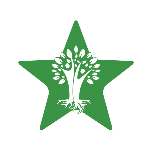 家族树和根星形标志设计。图片下载