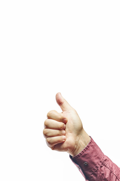 在白色背景上孤立地竖起大拇指图片下载