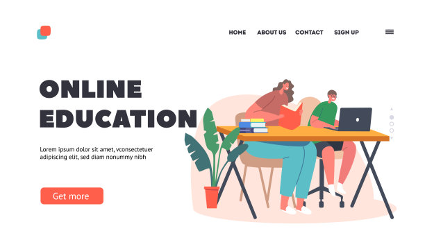 在线教育登陆页面模板。母子用笔记本电脑在家里读书和上课图片下载