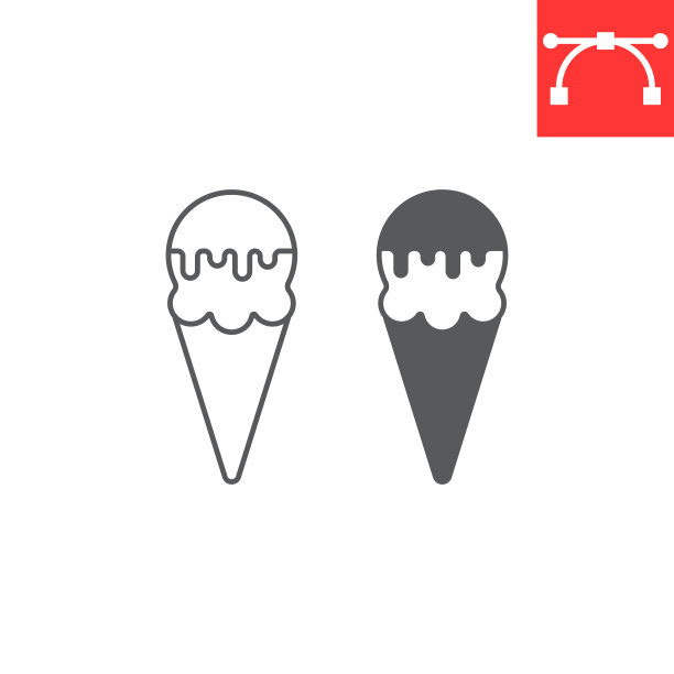 冰淇淋线和字形图标图片下载