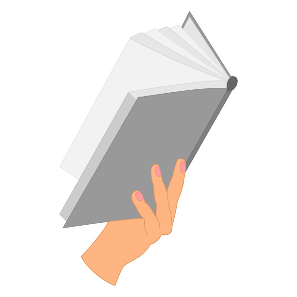 他手里拿着一本打开的书。纸书一手拿，侧视。读书，图书馆，书店，培训，教育。矢量图标，平面，孤立图片下载