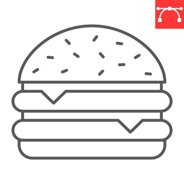 双层芝士汉堡线图标图片下载