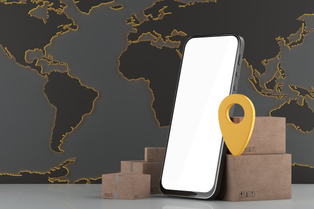 应用设计的智能手机模型。邮政递送服务的概念。三维渲染图片下载