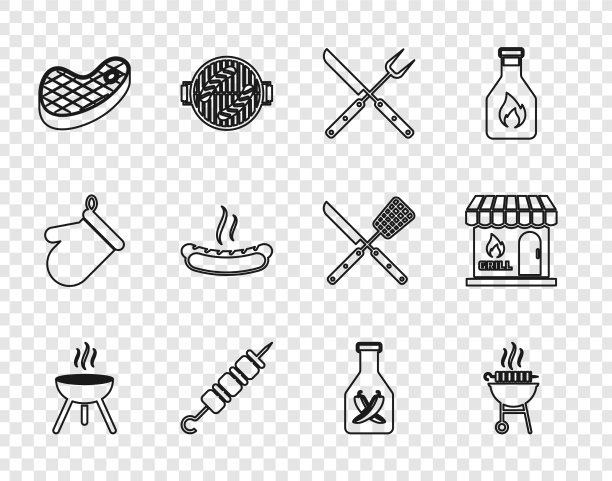 设置线烧烤烤架烤西班牙烤肉串图片下载