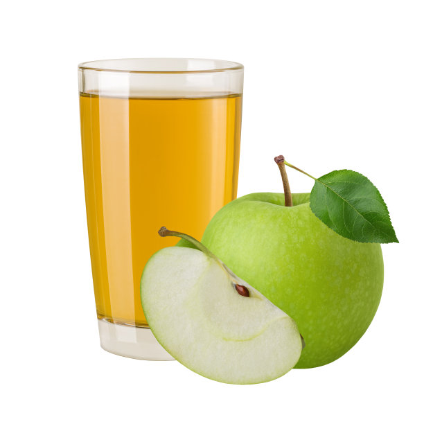 绿苹果和新鲜苹果汁隔离在白色的背景上。图片下载