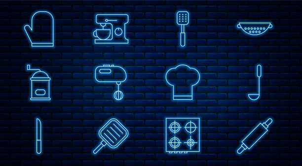 设置线擀面杖厨房勺抹刀图片下载