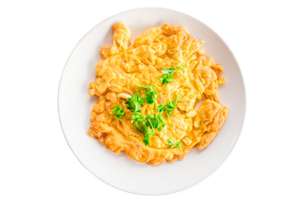 上述观点的煎蛋卷泰国亚洲风格孤立在白色背景上图片下载