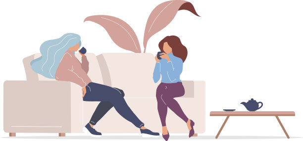 喝茶的女孩平淡的颜色无脸的人物图片下载