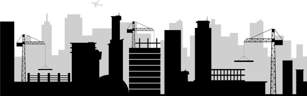 城市建筑黑色轮廓无缝边界图片下载