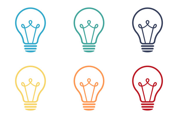 灯的图标集。创意灯图标收集。平面样式-股票向量图片下载