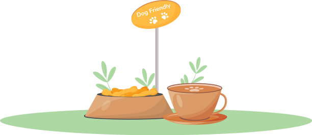 宠物友好咖啡馆卡通图片下载