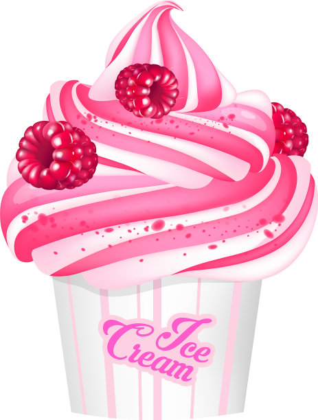 覆盆子冰淇淋加果酱的牛奶甜点图片下载