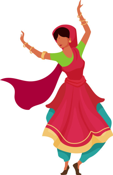 印度女舞者扁平的颜色无脸的性格图片下载