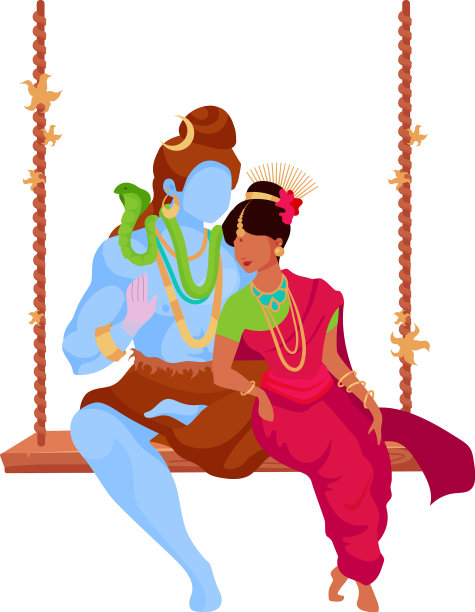 湿婆和帕瓦蒂是没有脸的单调颜色的人物图片下载