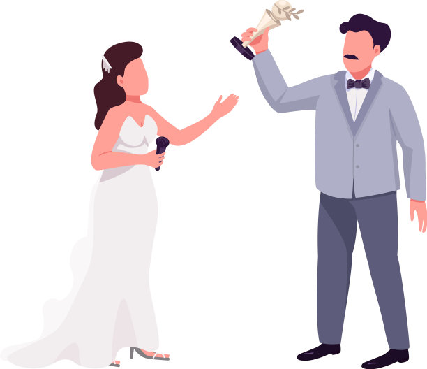 展示主持人和获奖者平面颜色图片下载