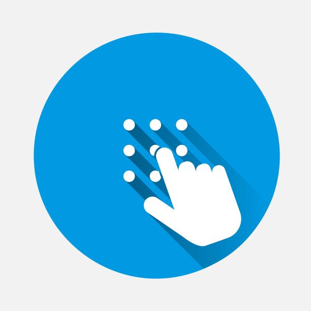 矢量拨号和登录图标上的蓝色背景。带有长阴影的平面图像。图层分组便于编辑插图。为你的设计。图片下载