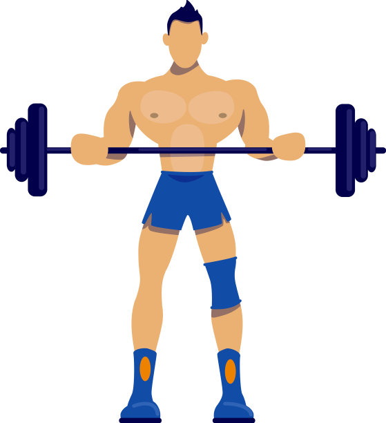 运动员与杠铃扁平的颜色无脸的性格图片下载