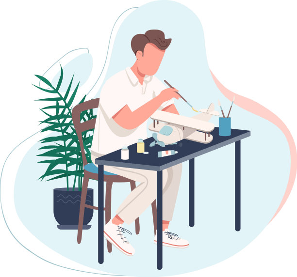 男人的平面模型平坦的颜色无个性图片下载