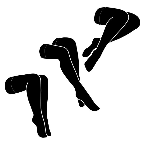 女人袜子剪影简单极简主义矢量图标。女性的腿。轮廓吸引脚，矢量插图。白色背景的女性腿部病媒。图片下载