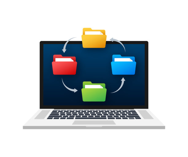 平面图标与文件交换。平面数字矢量插图。云存储图标。数据存储。图片下载