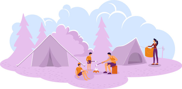 露营2d网页横幅海报图片下载