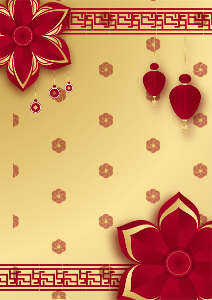 春节快乐红金中国设计背景图片下载