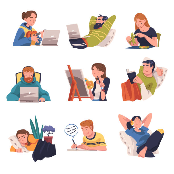 弹四弦琴，读矢量图集图片下载