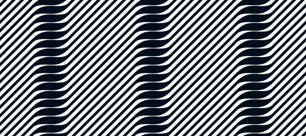 几何波浪线无缝模式向量，三维三维无尽的背景壁纸设计图像，条状弯曲可耕纹理。图片下载