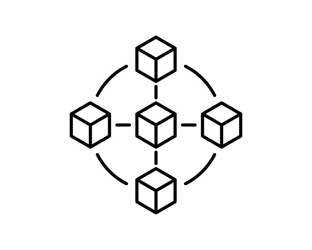 区块链技术现代图标。矢量区块链符号或细线风格的标志元素图片下载