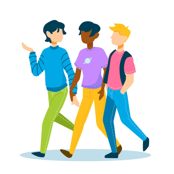 手绘平面设计人群行走插图矢量插图图片下载