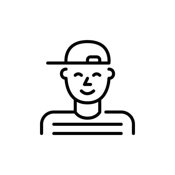 戴棒球帽的男孩。像素完美，可编辑的笔触头像图标图片下载