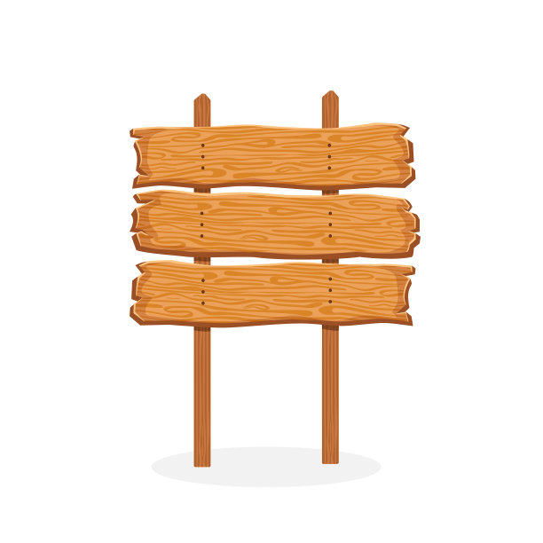 木制的迹象。木板。为柱、路、旗之招牌。卡通老箭头孤立在白色背景上。空白木制纹理的路标，广告牌和方向上的棍子。向量图片下载