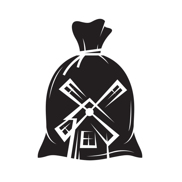 麻袋图标与谷物和磨坊图片下载